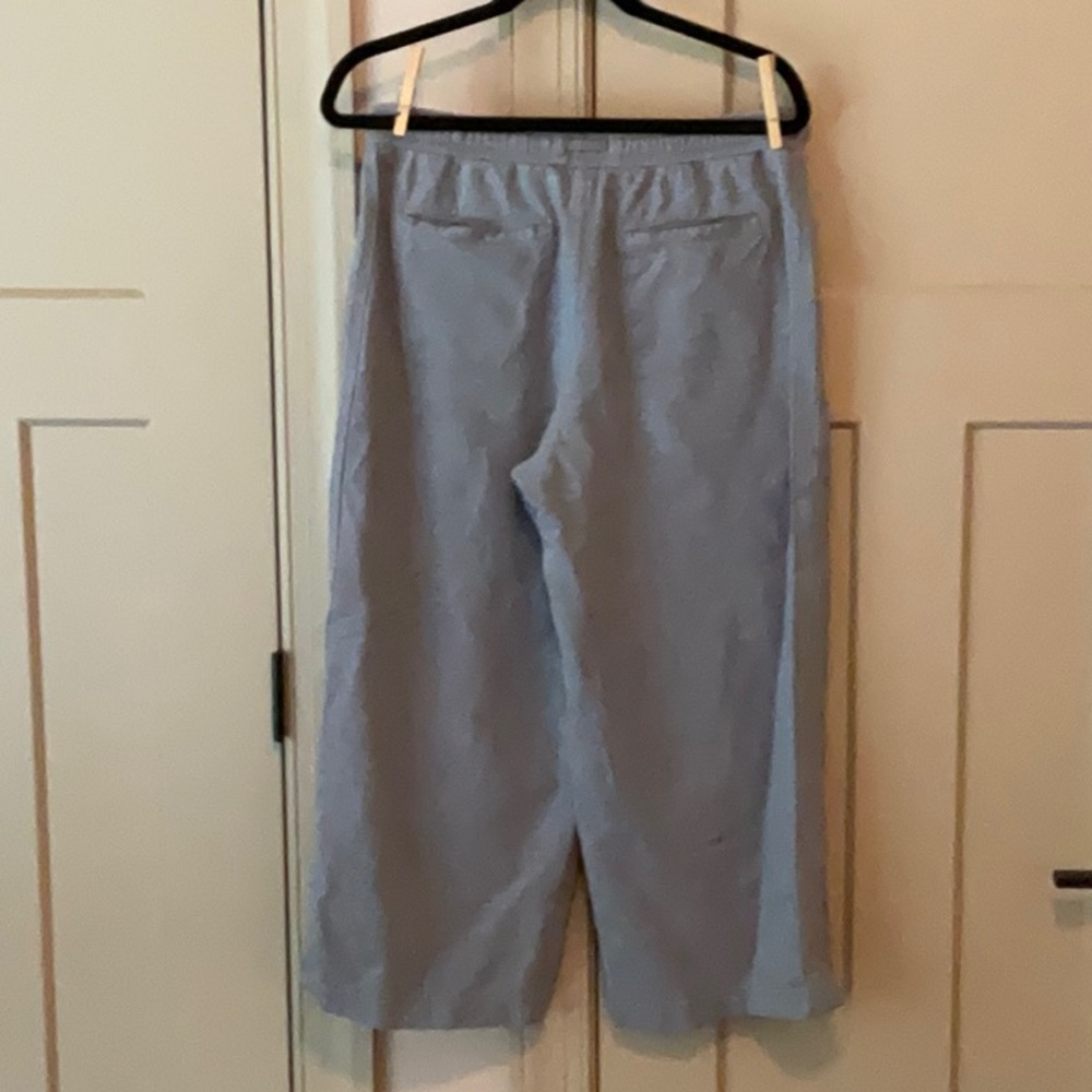 Athleta Farallon Heathered BlueGray Wide-leggeCropped Pants for Effortless Style - Picture 3 of 3